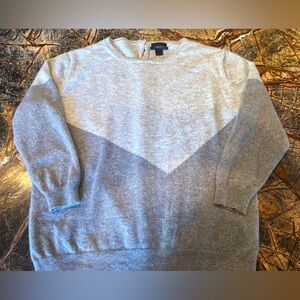 J. Crew Two-Tone Gray 100% Cashmere Crewneck Sweater 3/4 sleeve